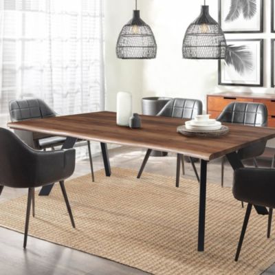 Table à manger HELGA 180x90cm - 8 personnes / Décor Chêne et pieds métal noir