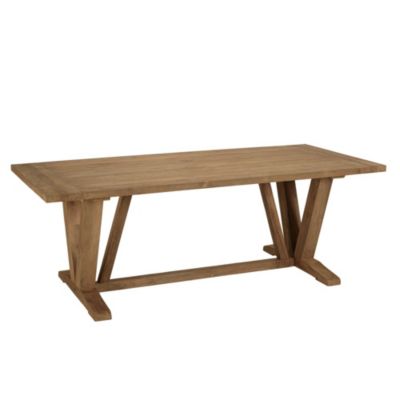 Table à manger jardin 220x100cm teck recyclé pieds en V inversé