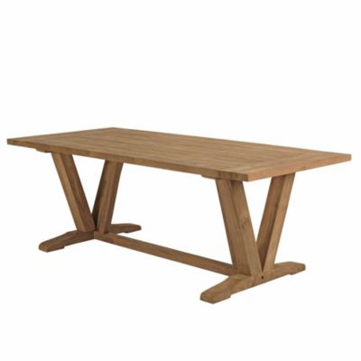 Table à manger jardin 220x100cm teck recyclé pieds en V inversé