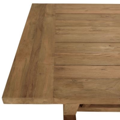 Table à manger jardin 220x100cm teck recyclé pieds en V inversé