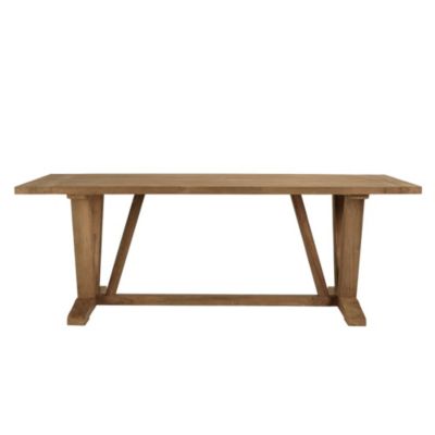 Table à manger jardin 220x100cm teck recyclé pieds en V inversé
