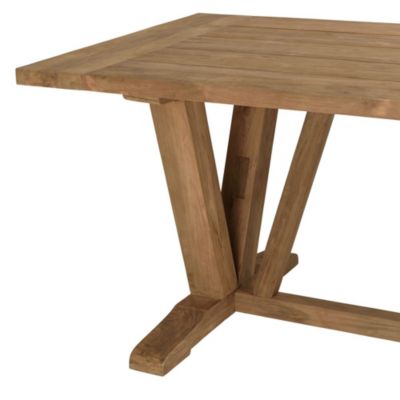 Table à manger jardin 220x100cm teck recyclé pieds en V inversé