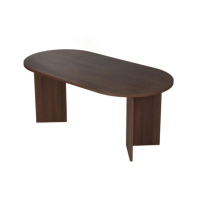 Table à manger moderne effet noyer pieds en V 180 cm MARFA