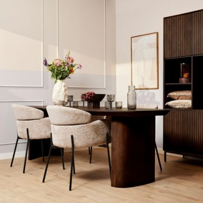 Table à manger ovale bois foncé pieds courbes 240 cm ALMA