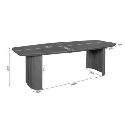 Table à manger ovale bois foncé pieds courbes 240 cm ALMA