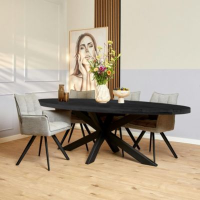 Table à manger ovale bois noir à pied central 300 cm RIVANO