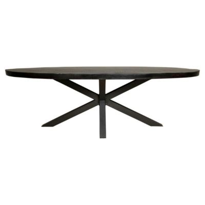 Table à manger ovale bois noir à pied central 300 cm RIVANO
