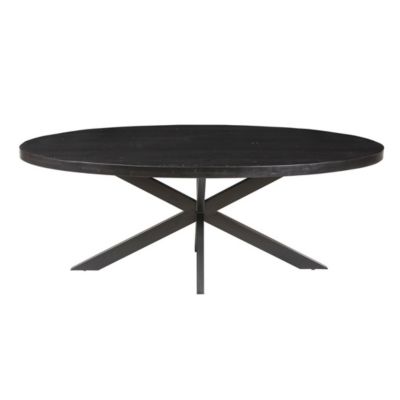 Table à manger ovale BOURGIA en bois massif de Mangolia noir, idéal pour une salle a manger conviviale
