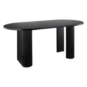 Table à manger ovale en bois pour 6 personnes OLOVA - Noir