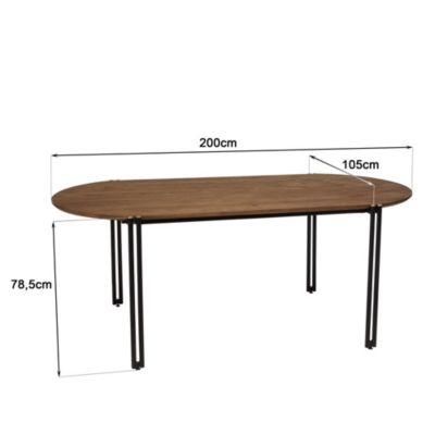 Table à manger ovale plateau bois de teck recyclé L200