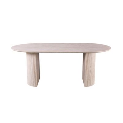 Table à manger ovale VAGOS  200 x 100 cm  Coloris travertin  Design contemporain effet pierre