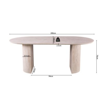 Table à manger ovale VAGOS  200 x 100 cm  Coloris travertin  Design contemporain effet pierre