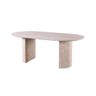Table à manger ovale VAGOS  200 x 100 cm  Coloris travertin  Design contemporain effet pierre