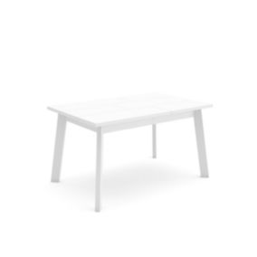 Table à manger, pour 6 personnes, 140x90x75cm, Pieds en bois, couleur Blanc