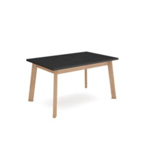 Table à manger, pour 6 personnes, 140x90x75cm, Pieds en bois, couleur Chêne et noir