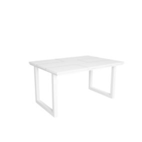 Table à manger, pour 6 personnes, 140x90x75cm, Robuste et stable, couleur Blanc, Style industriel