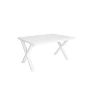 Table à manger, pour 6 personnes, 140x90x75cm, Robuste et stable, couleur Blanc, Style industriel