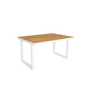 Table à manger, pour 6 personnes, 140x90x75cm, Robuste et stable, couleur Chêne et blanc, industriel