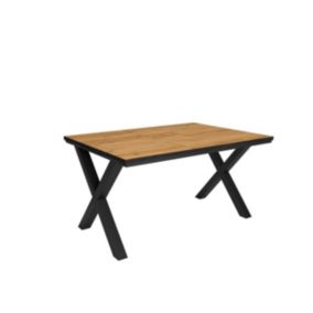 Table à manger, pour 6 personnes, 140x90x75cm, Robuste et stable, couleur Chêne et noir, industriel