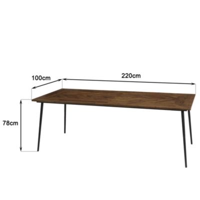 Table à manger rect. 220x100cm formes géométriques