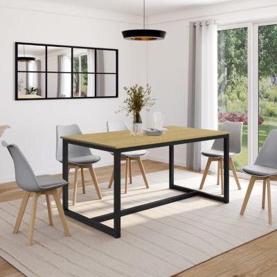 Table à manger rectangle DETROIT 8 personnes design industriel 150 cm