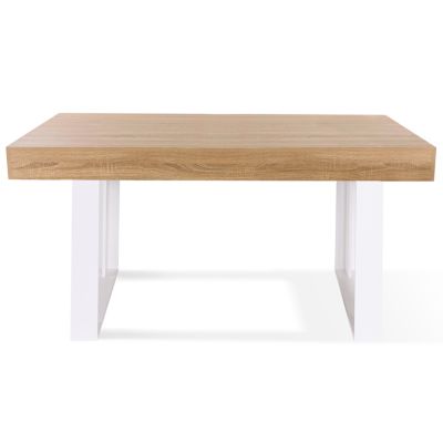 Table à manger rectangle PHOENIX 6 personnes bois et blanc 160 cm