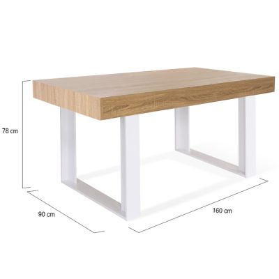 Table à manger rectangle PHOENIX 6 personnes bois et blanc 160 cm