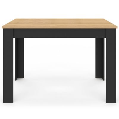 Table à manger rectangle ROZY 4 personnes noire plateau façon hêtre 110 cm