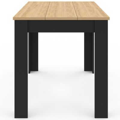 Table à manger rectangle ROZY 4 personnes noire plateau façon hêtre 110 cm
