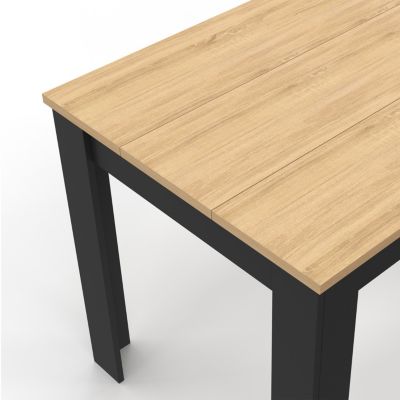 Table à manger rectangle ROZY 4 personnes noire plateau façon hêtre 110 cm