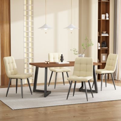 Table à Manger Rectangulaire avec Plateau Bois et Pieds Métal, 117x68x75 cm, Marron/Noir