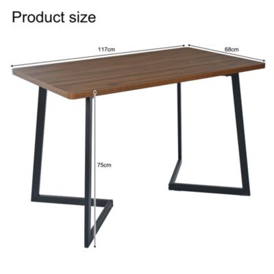 Table à Manger Rectangulaire avec Plateau Bois et Pieds Métal, 117x68x75 cm, Marron/Noir