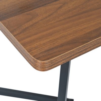 Table à Manger Rectangulaire avec Plateau Bois et Pieds Métal, 117x68x75 cm, Marron/Noir