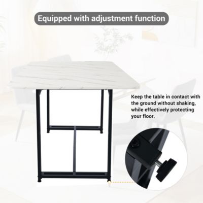 Table à Manger Rectangulaire, Plateau MDF Blanc et Pieds Métal Noir, design Moderne, 140x80x74 cm, Noir et Blanc