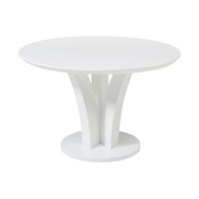 Table à manger ronde 4 personnes en MDF - Blanc laqué - VIALETA