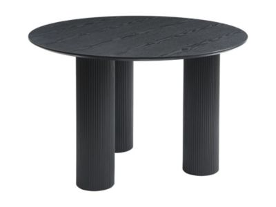 Table à manger ronde 4 personnes placage frêne - Noir - BURSANA