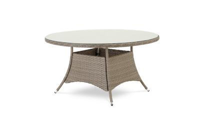 Table à manger ronde en aluminium et rotin synthétique 140diam x 73cm - Bolonia