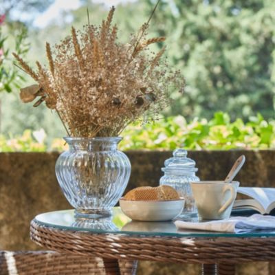 Table à manger ronde en aluminium et rotin synthétique 140diam x 73cm - Bolonia