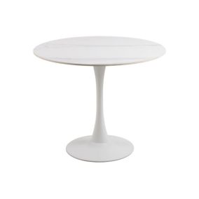 Table à manger ronde en céramique et pied tulipe en métal L90 - MARSA