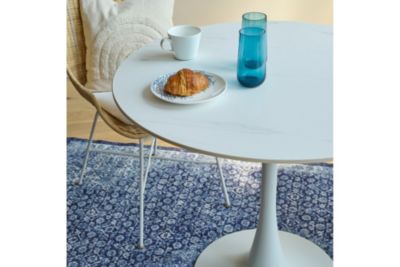 Table à manger ronde en céramique et pied tulipe en métal L90 - MARSA