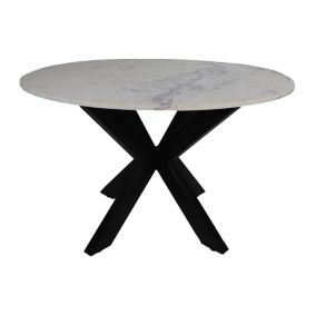 Table à manger ronde en marbre blanc et noir 120 x 120 x 76