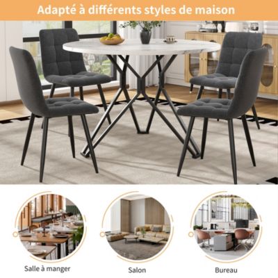 Table à Manger Extensible Ronde YUNA 4-8 Pers Plateau Bois Et Pied Filaire En Métal 110 - 150 Cm - Gamm Vert