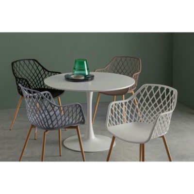Table à manger ronde tulipe en métal blanc L100 blanc  - BLOSSOM