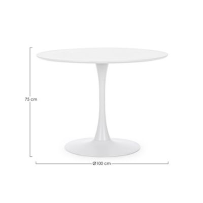 Table à manger ronde tulipe en métal blanc L100 blanc  - BLOSSOM
