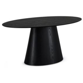 Table à manger Tango - Ovale - 6 couverts - MDF et placage de chêne - Noir