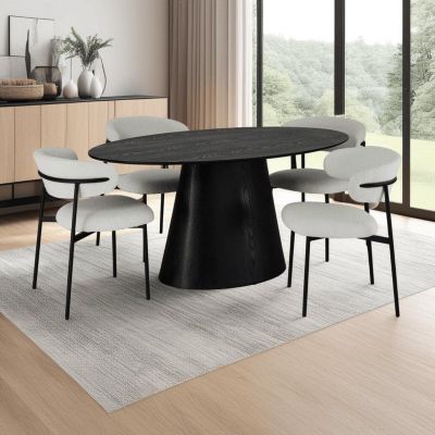 Table Ronde à Manger WS DESIGN - Noir - Métal Et MDF - Style Tuhl - 80x80x74 Cm