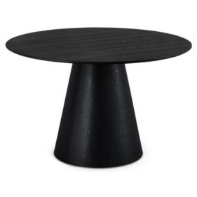 Table à manger Tango - Ronde - 4 couverts - MDF et placage de chêne - Noir