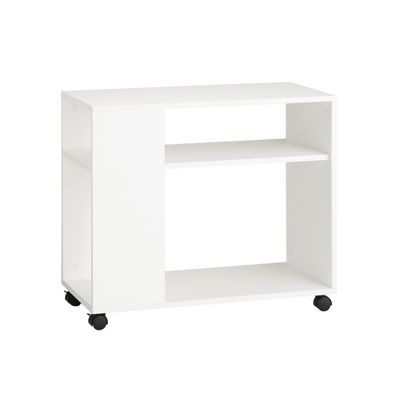 Table mobile SoBuy avec roulettes, 2 niveaux avec étagères, blanc