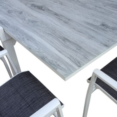 Table Modulo 4/8 personnes structure aluminium blanche, plateau en ...