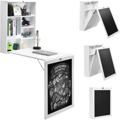 Table Murale Rabattable Pliable avec Compartiment Integree et Tableau Gain de Place comme Bureau dOrdinateur